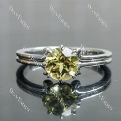 Round solitaire split shank moissanite engagement ring| DovEggs