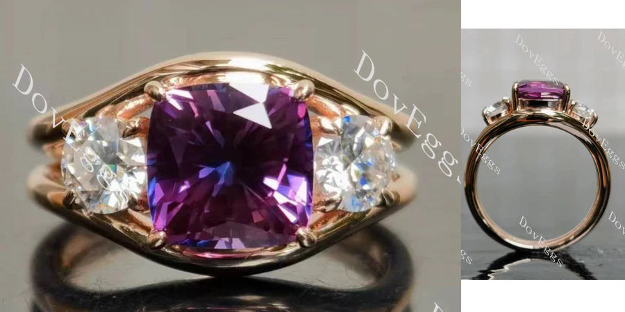 Jadea pave split shanks three stones engagement ring semi-mount only(Exclusively to DovEggs Stones)