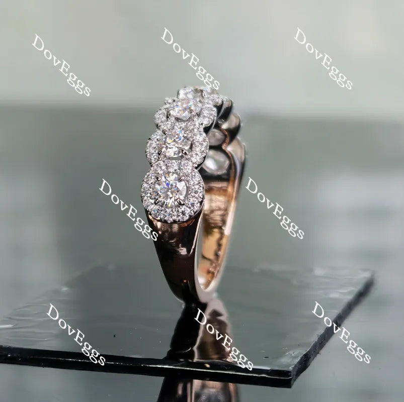Doveggs half eternity pave round moissanite/lab grown diamond wedding band-2.2mm band width