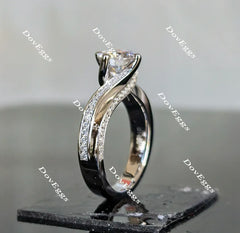 Doveggs round art deco moissanite engagement ring