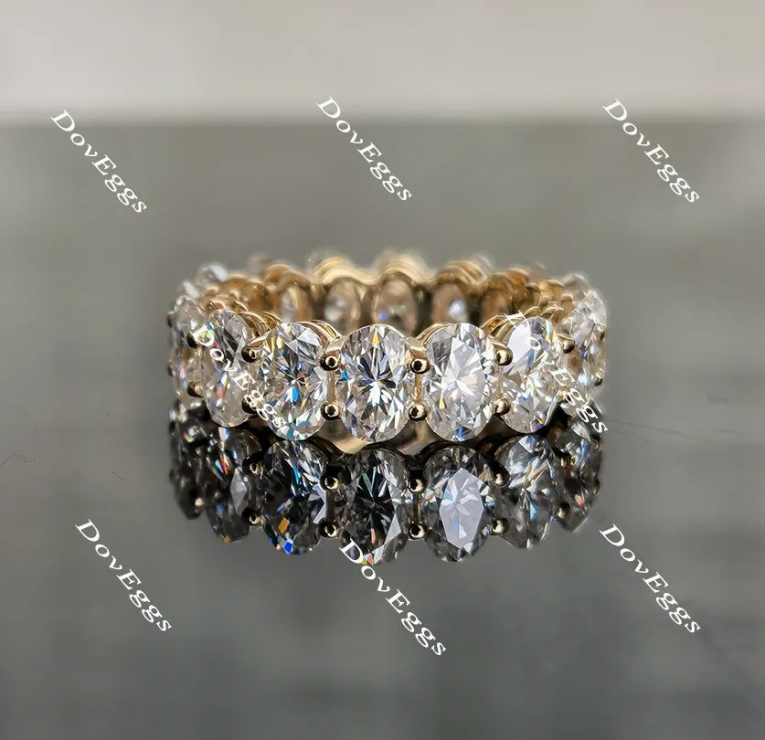 Doveggs oval brilliant full eternity moissanite/lab grown diamond wedding band-6mm band width
