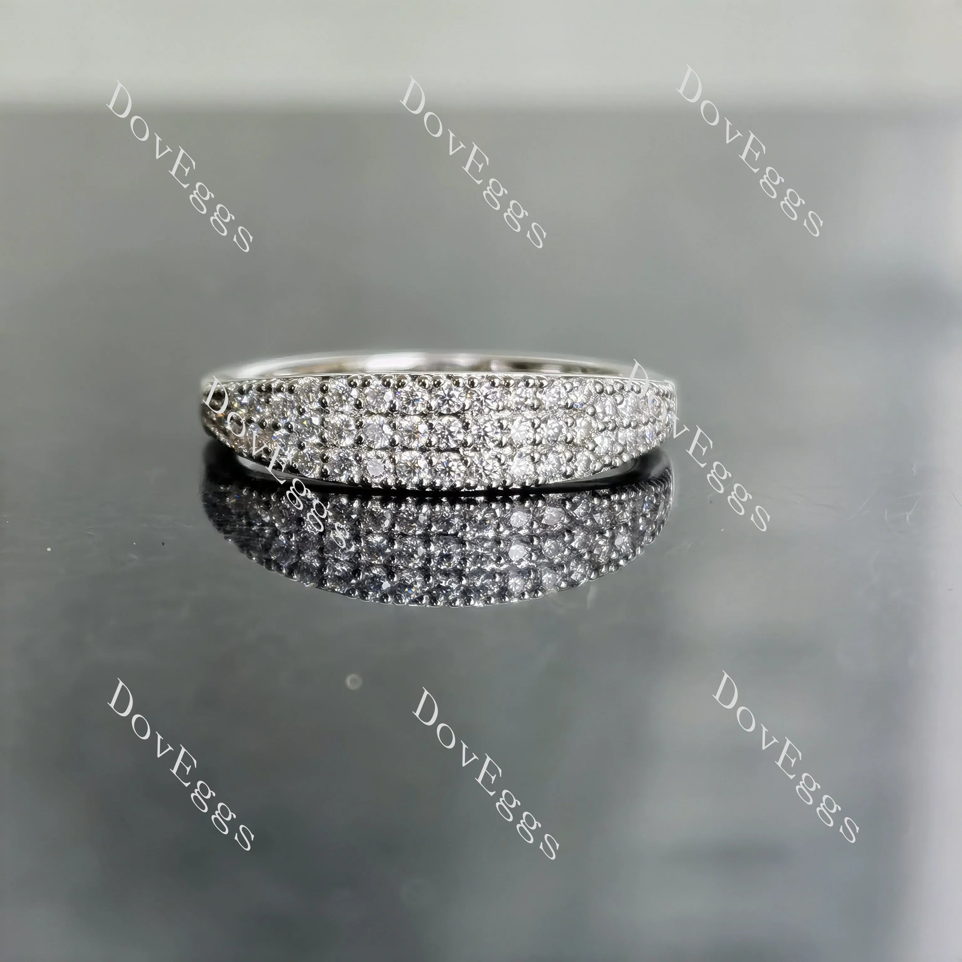 Doveggs round pave moissanite/lab grown diamond wedding band-2.0mm band width