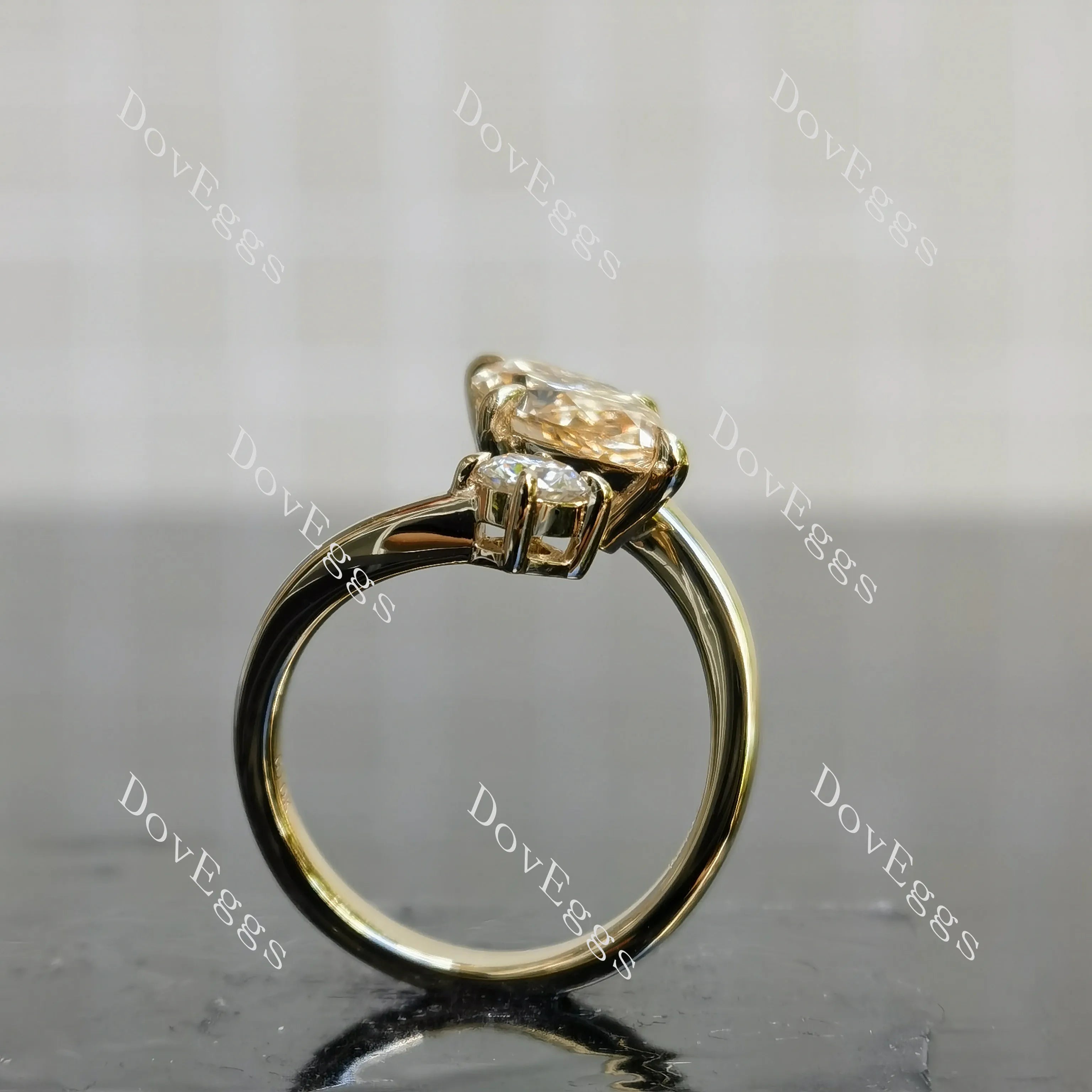 Doveggs Marquise Modified H&A cut pave colored moissanite engagement ring