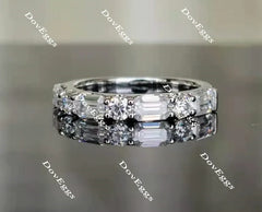 Doveggs Emerald art deco moissanite/Lab grown diamond wedding band/moissanite ring-2.4mm band width