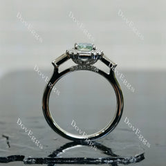 Doveggs 1ct Radiant Accident Color Blue Moissanite Stones Sterling Silver Ring