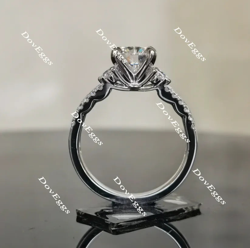 Doveggs round pave moissanite ring with split band