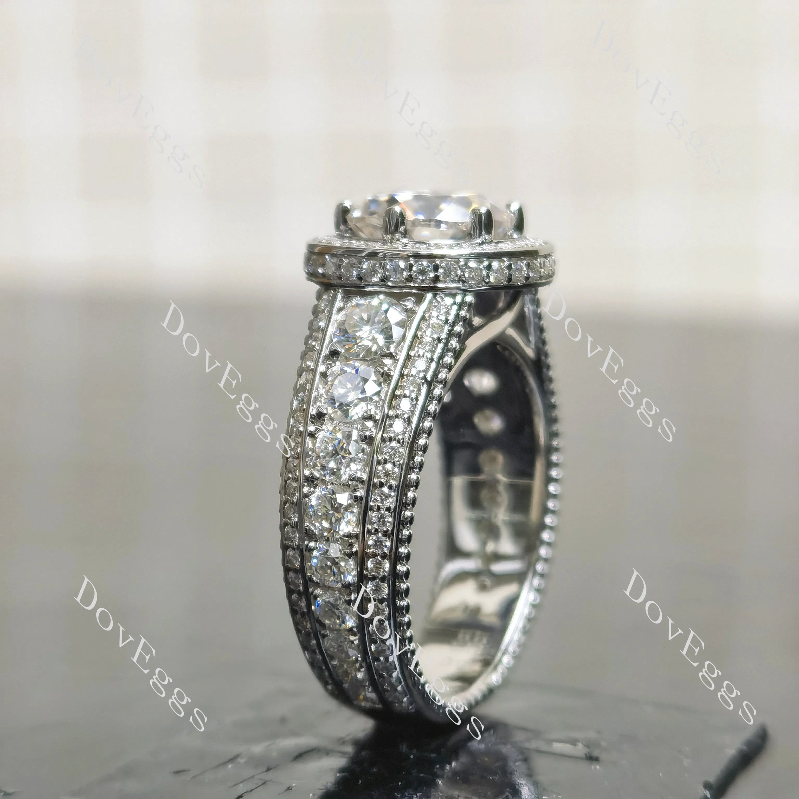 (size 6.5) Doveggs sterling silver 2ct Round moissanite engagement ring
