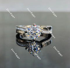 Doveggs round art deco moissanite engagement ring
