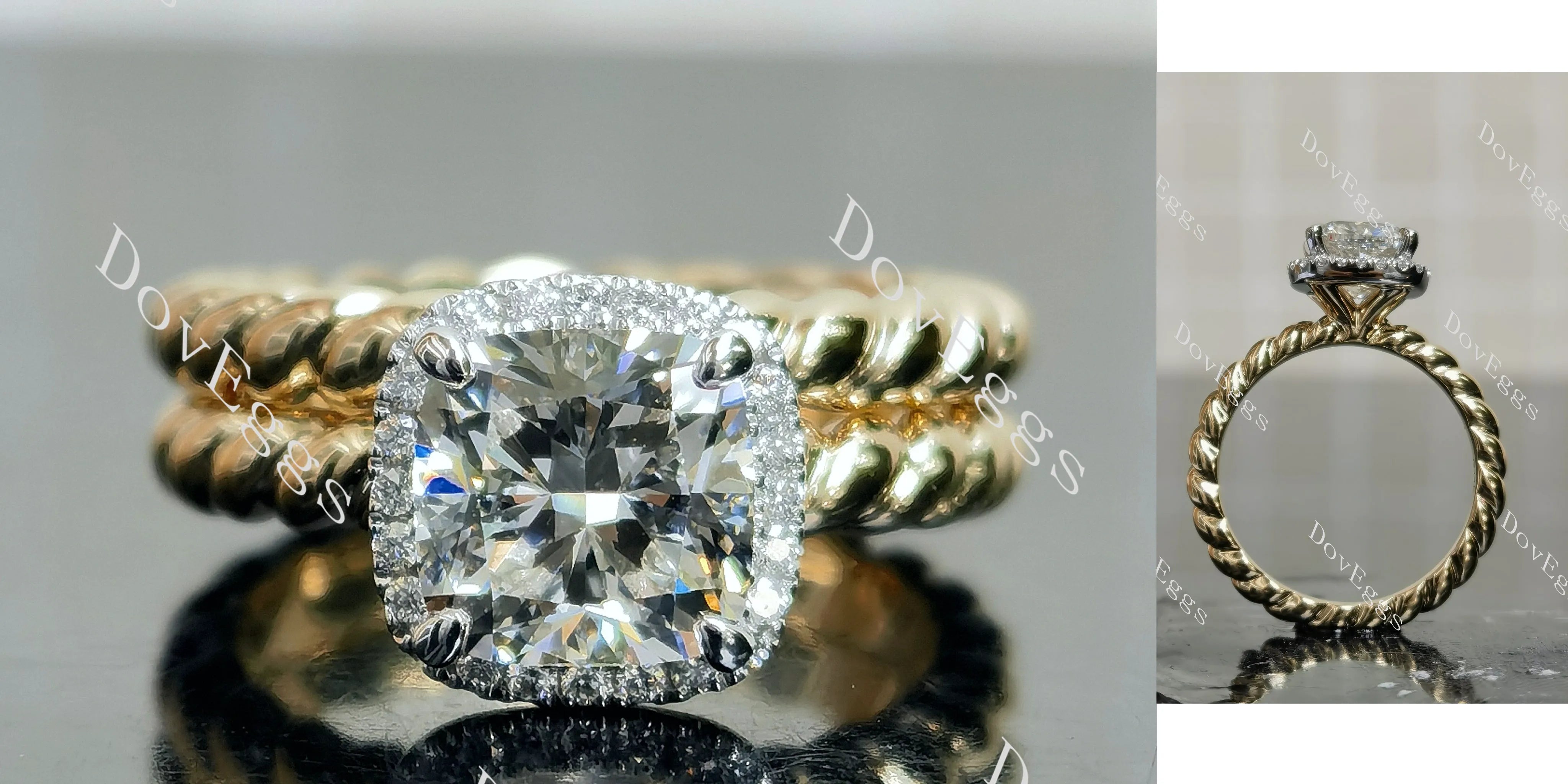 Jennifer 1 Cushion Halo Lab Grown Diamond Bridal Set (2 rings)