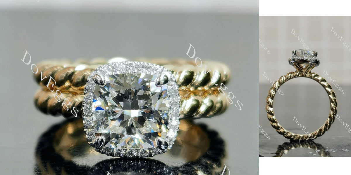 Jennifer 1 Cushion Halo Lab Grown Diamond Bridal Set (2 rings)