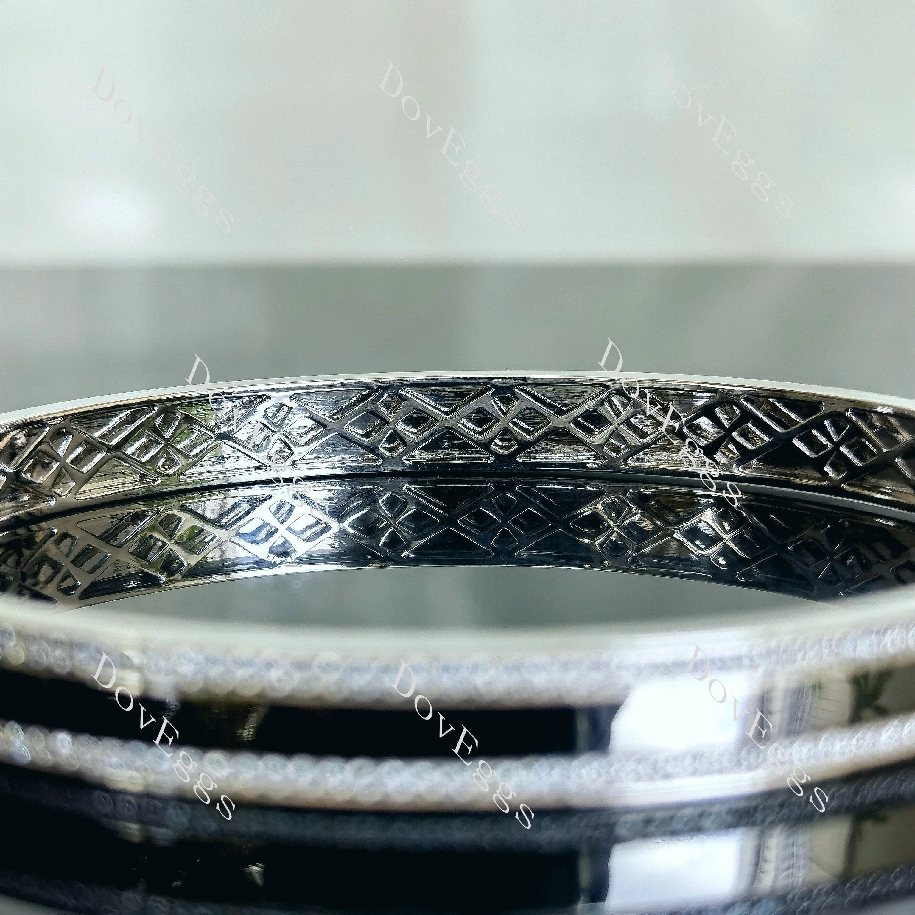 Doveggs round half eternity pave moissanite/lab grown diamond bangle/bracelet
