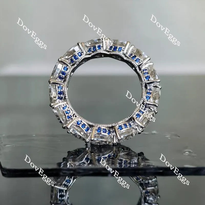 Doveggs full eternity pear moissanite & round colored gem/Lab grown diamond wedding band-3.3mm band width