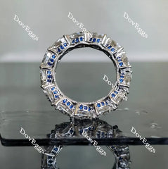 Doveggs full eternity pear moissanite & round colored gem/Lab grown diamond wedding band-3.3mm band width