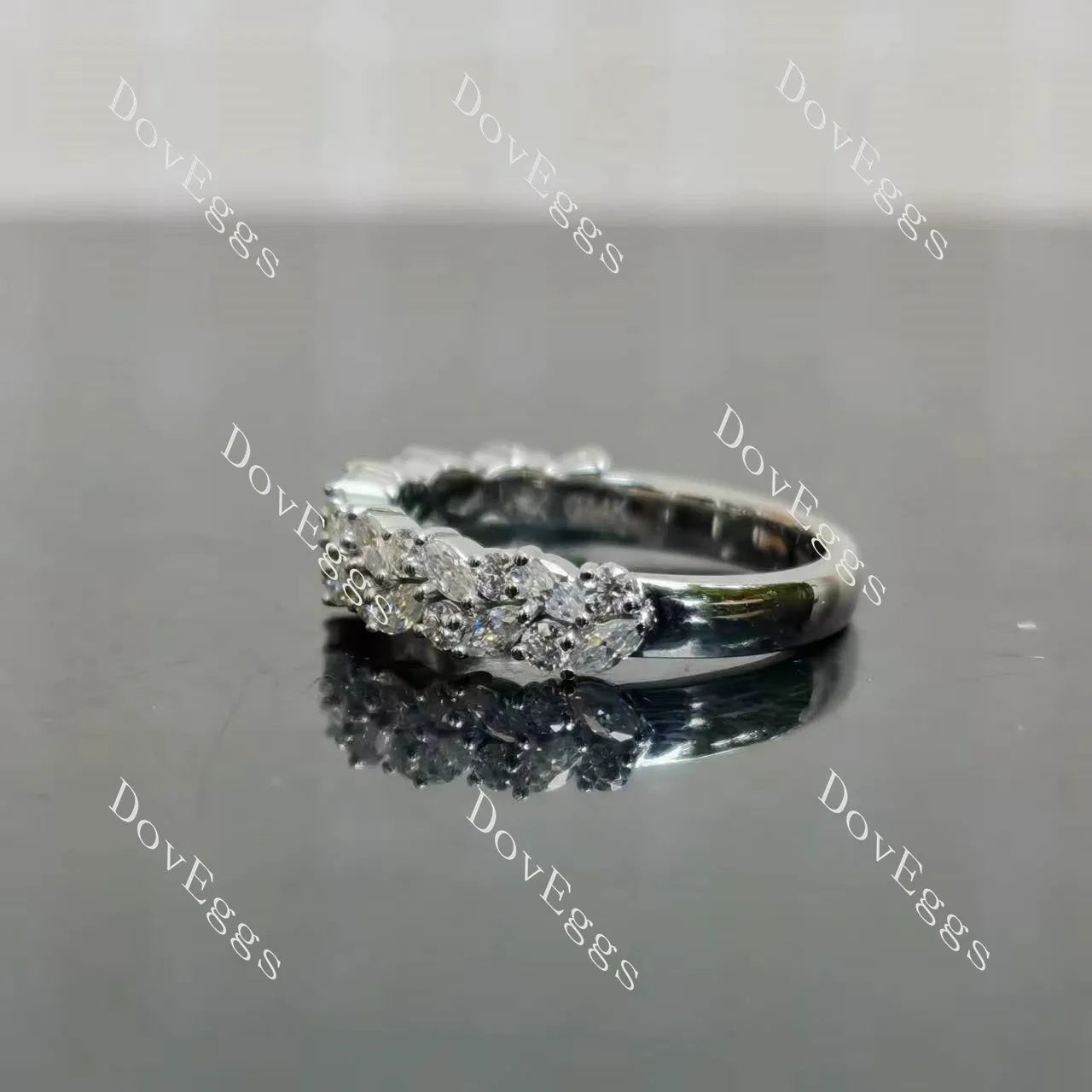 Doveggs marquise pave half eternity moissanite/lab grown diamond wedding band-2.5mm band width