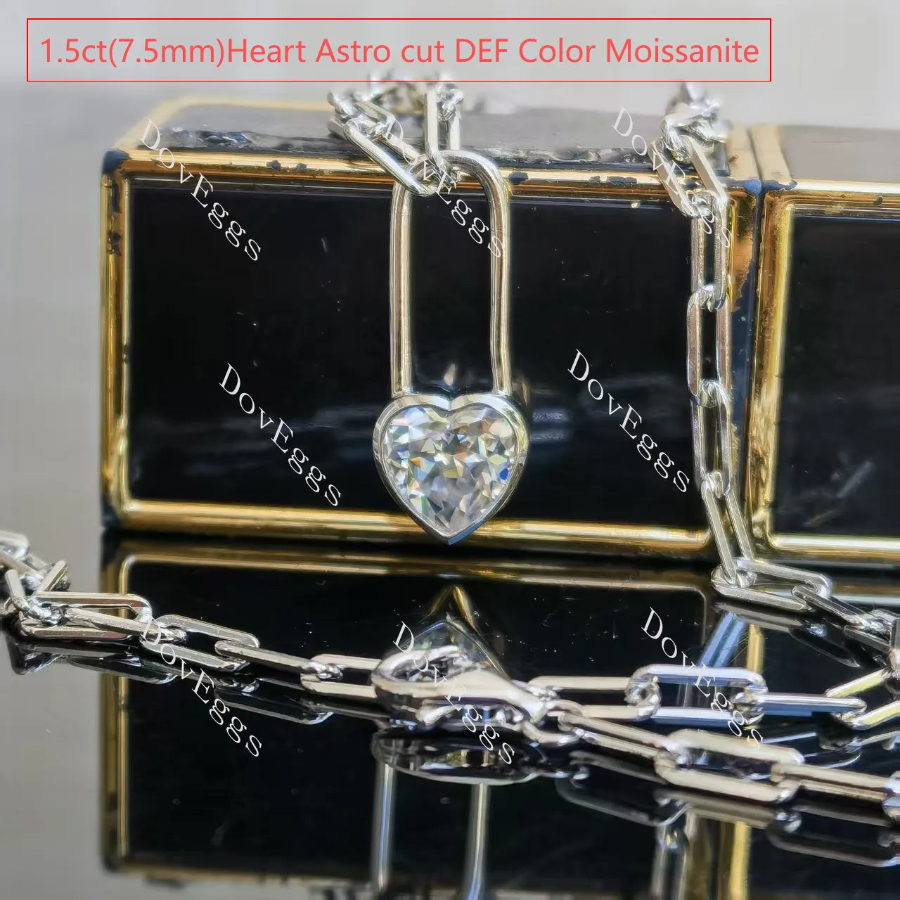 Round bezel solitaire moissnaite pendant necklace with 18"+2" length chain| Doveggs