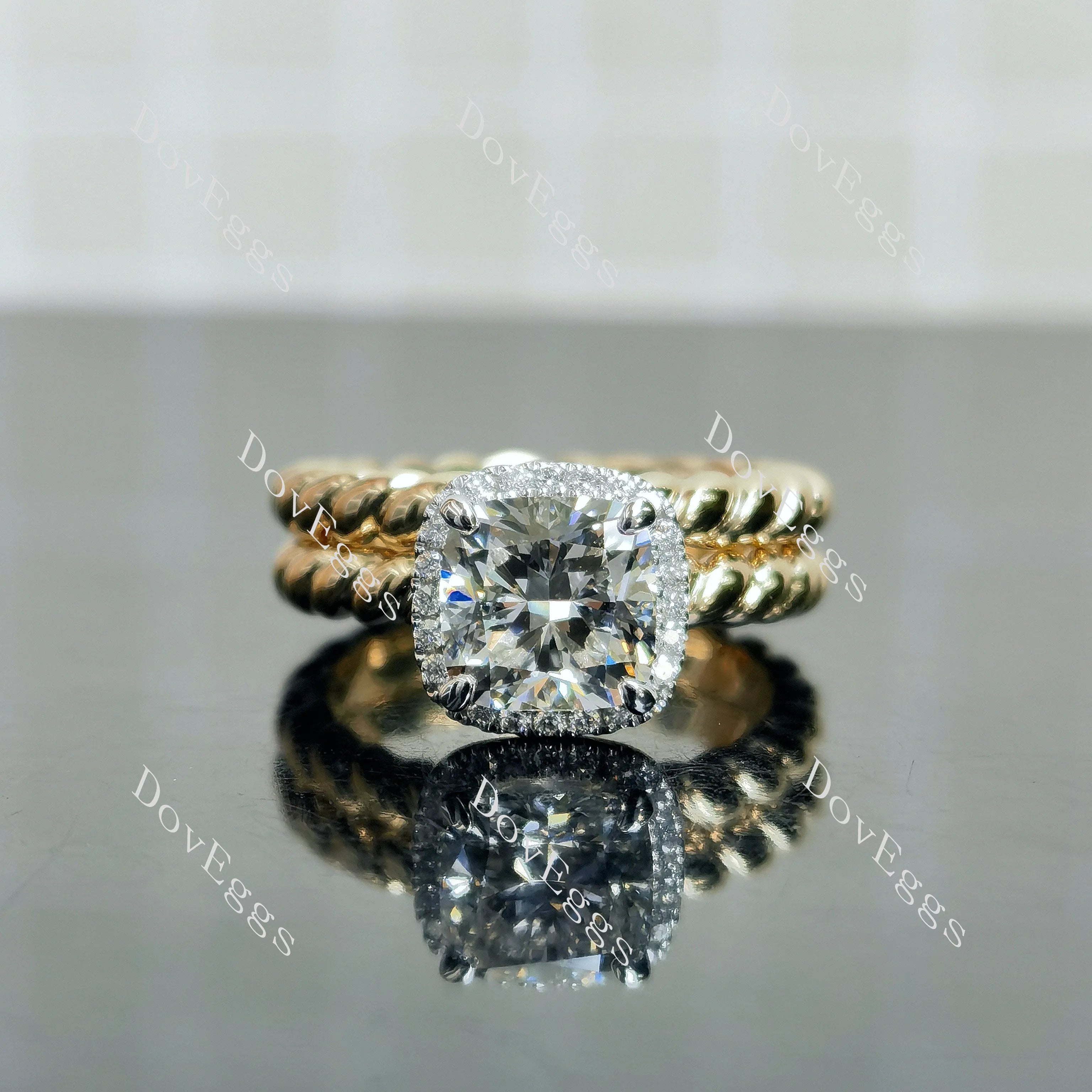 Jennifer 1 Cushion Halo Lab Grown Diamond Bridal Set (2 rings)