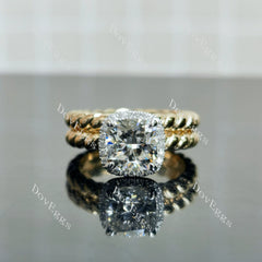 Jennifer 1 Cushion Halo Lab Grown Diamond Bridal Set (2 rings)