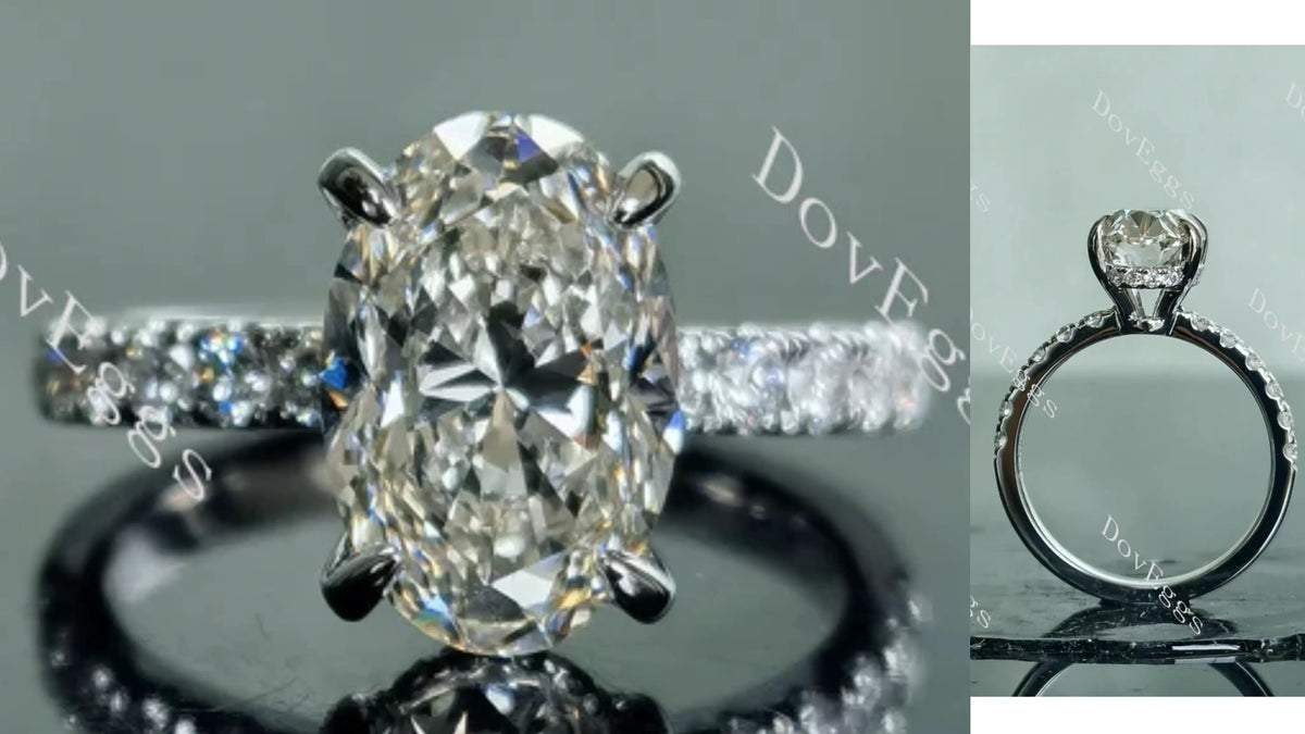 Doveggs Oval Pave Lab Grown Diamond Engagement Ring