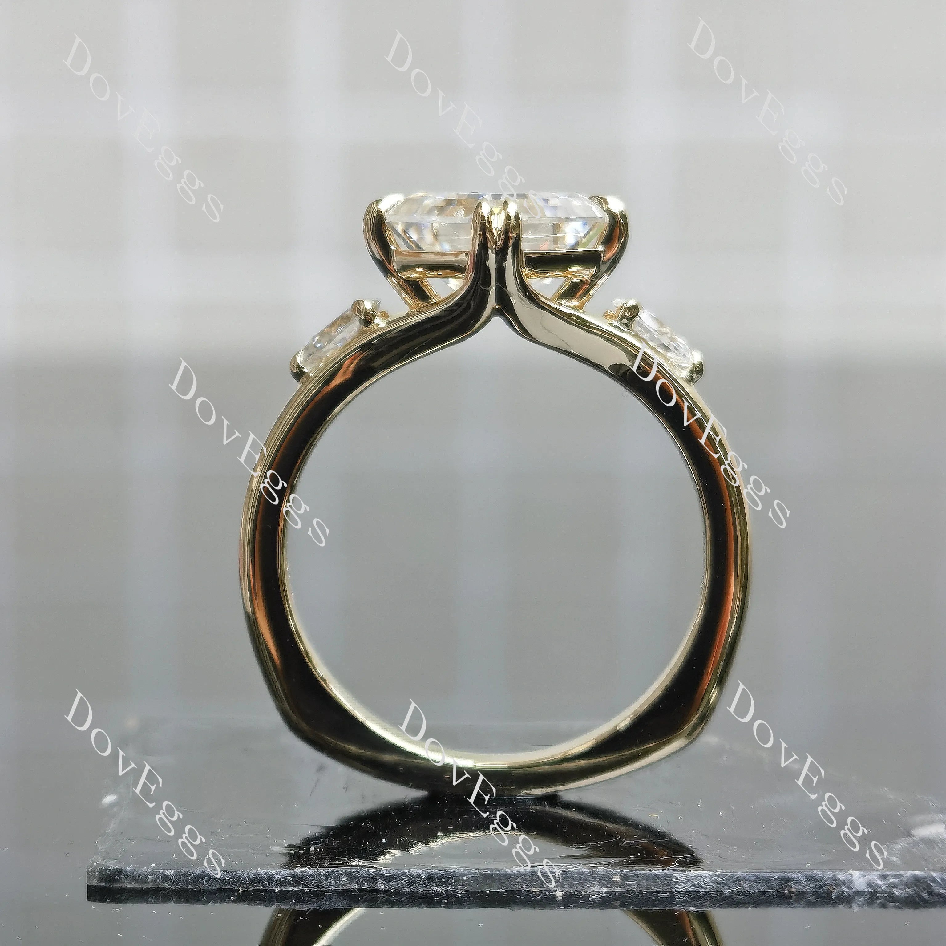 Doveggs three stones split shanks engagement ring semi-mount only(Exclusively to DovEggs stones)