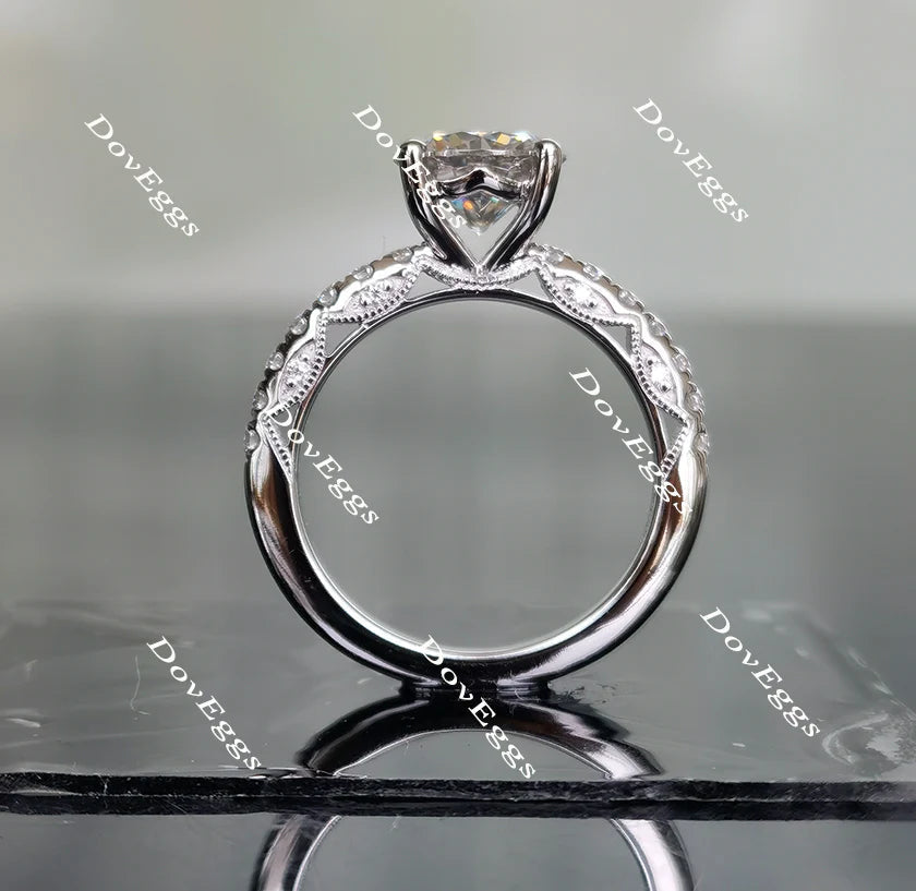 Doveggs half eternity pave engagement ring semi-mount only(Exclusively to DovEggs Stones)
