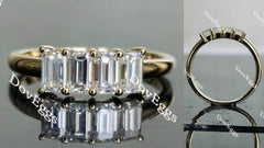 Doveggs four-stone emerald moissanite /lab grown diamond wedding band/moissanite ring