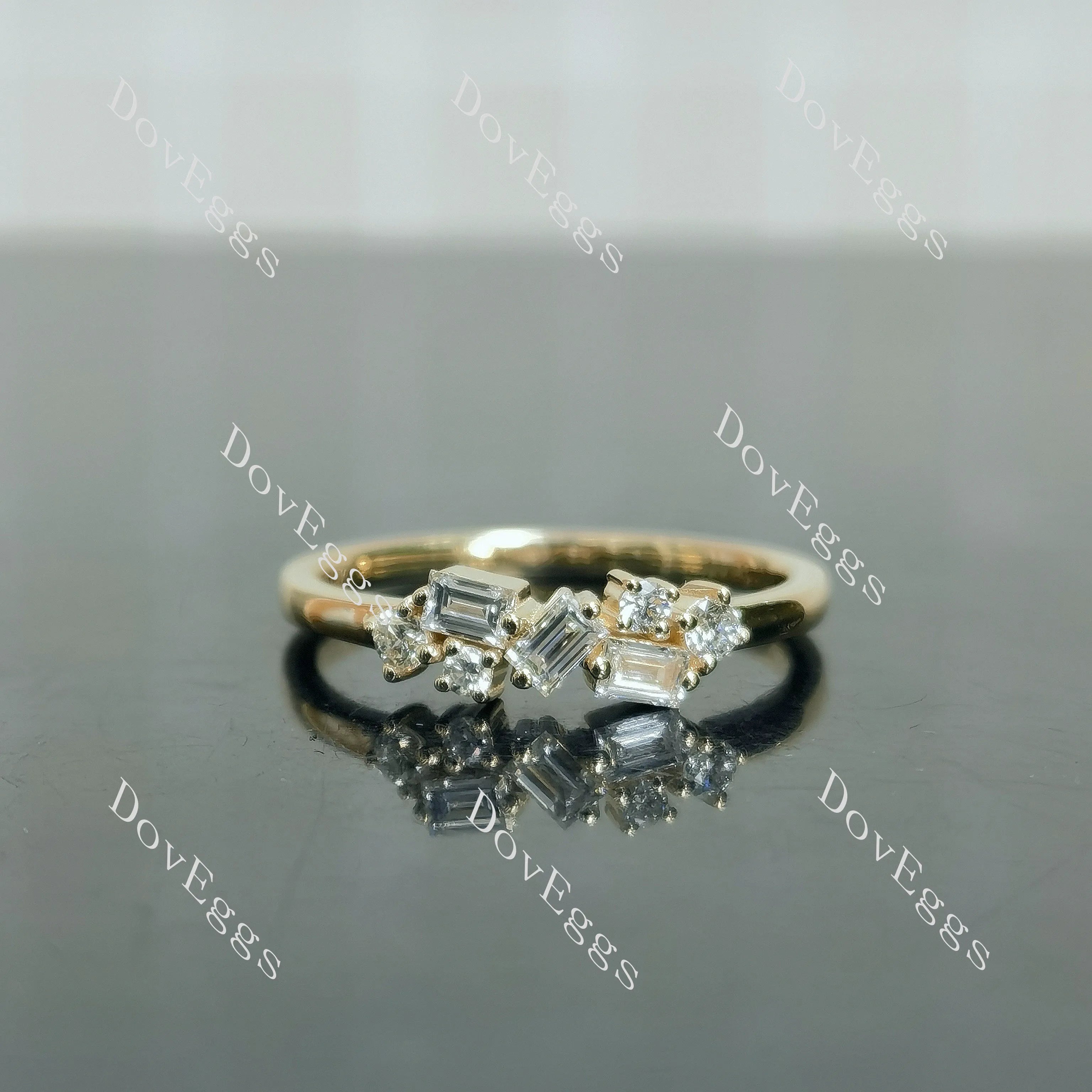 Doveggs round baguette moissanite/lab grown diamond accents wedding band-2mm band width