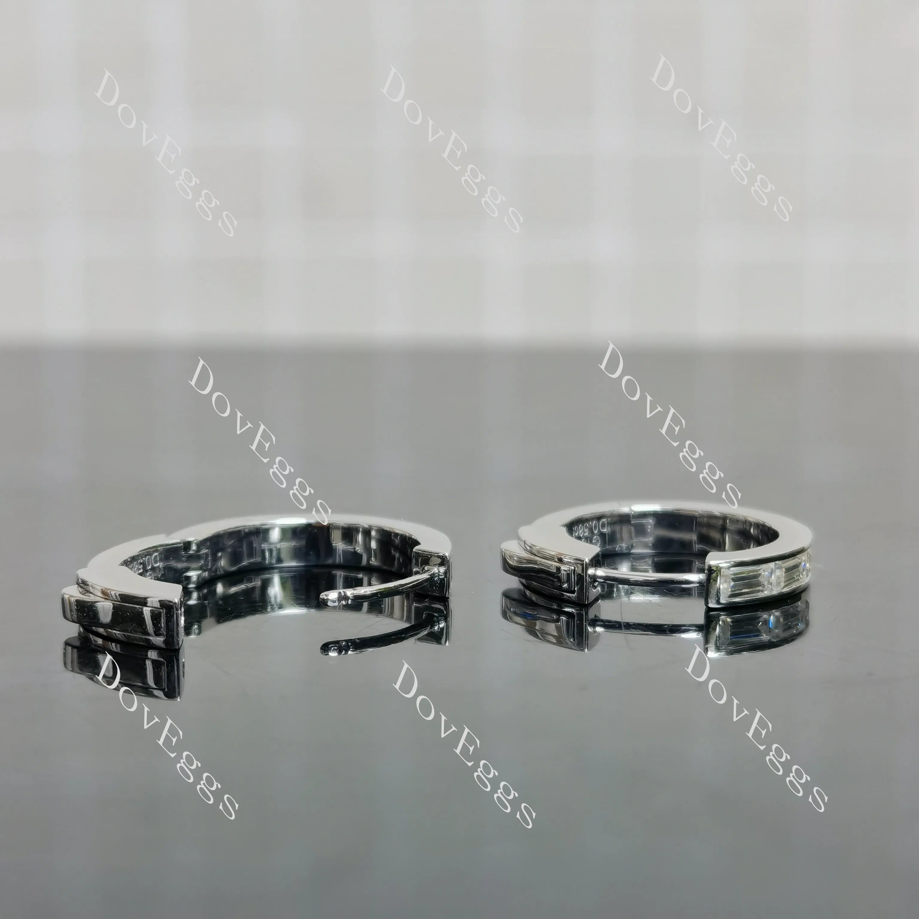 Doveggs baguette bezel moissanite/lab grown diamond earrings