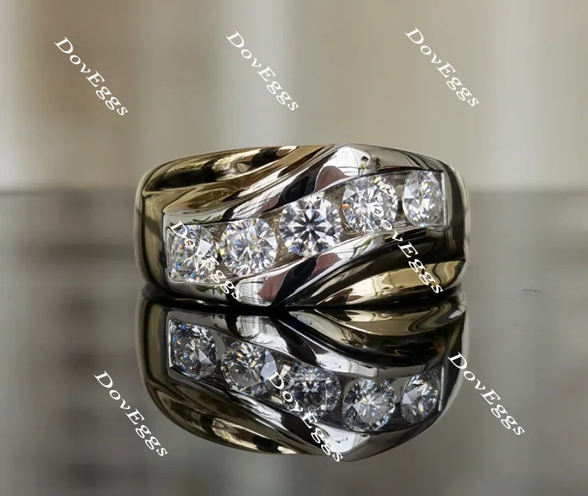 Doveggs channel set moissanite/lab grown diamond engagement ring/wedding bands-4.8mm band width