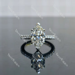 Doveggs Marquise Pave Half Eternity Lab Grown Diamond Engagement Ring