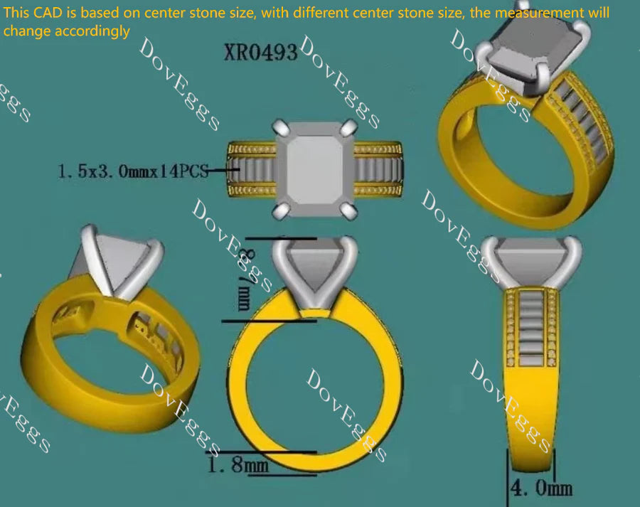Doveggs channel set engagement ring only semi-mount only(Exclusively to DovEggs Stones)