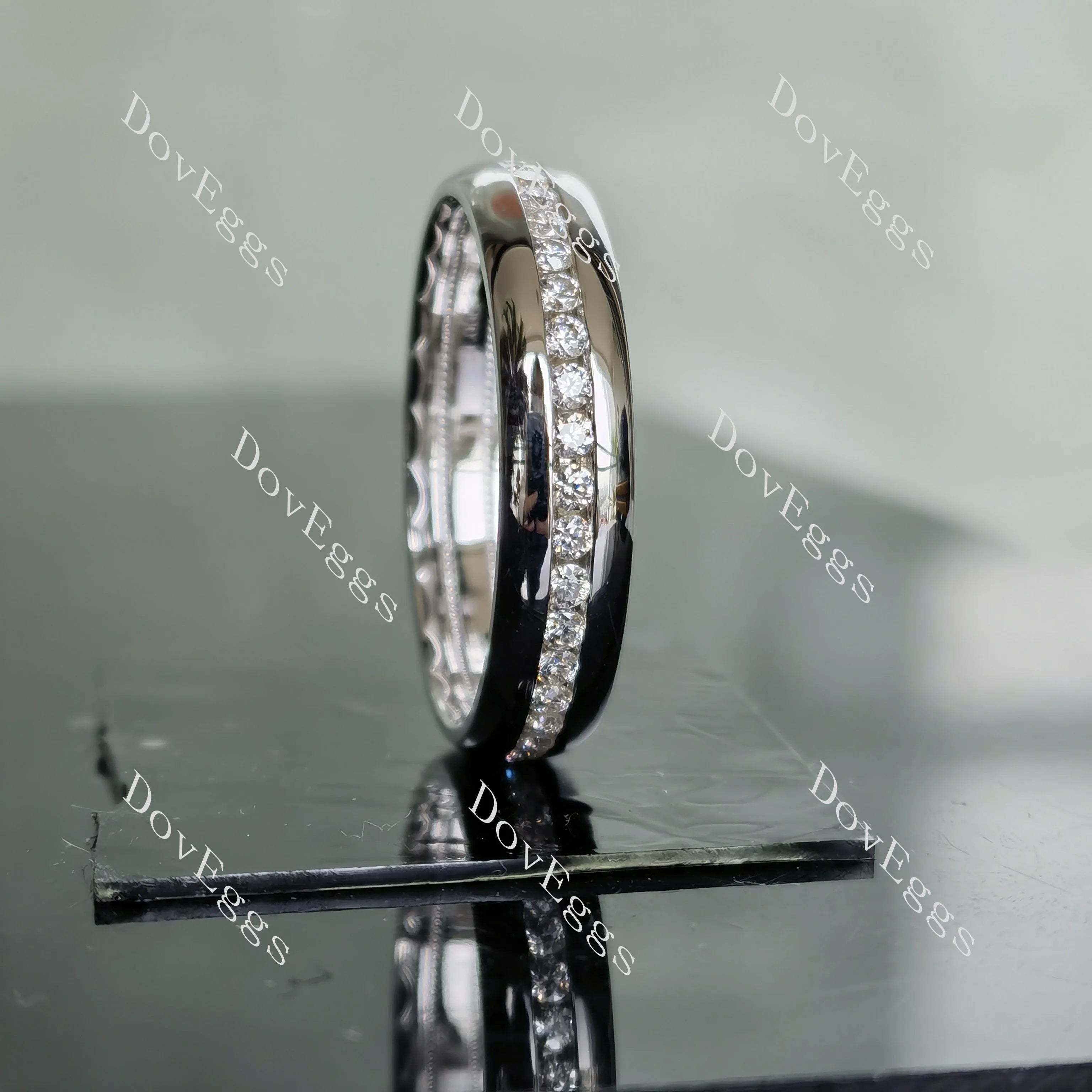 Doveggs round full eternity channel set moissanite/lab grown diamond wedding band-5.4mm band width