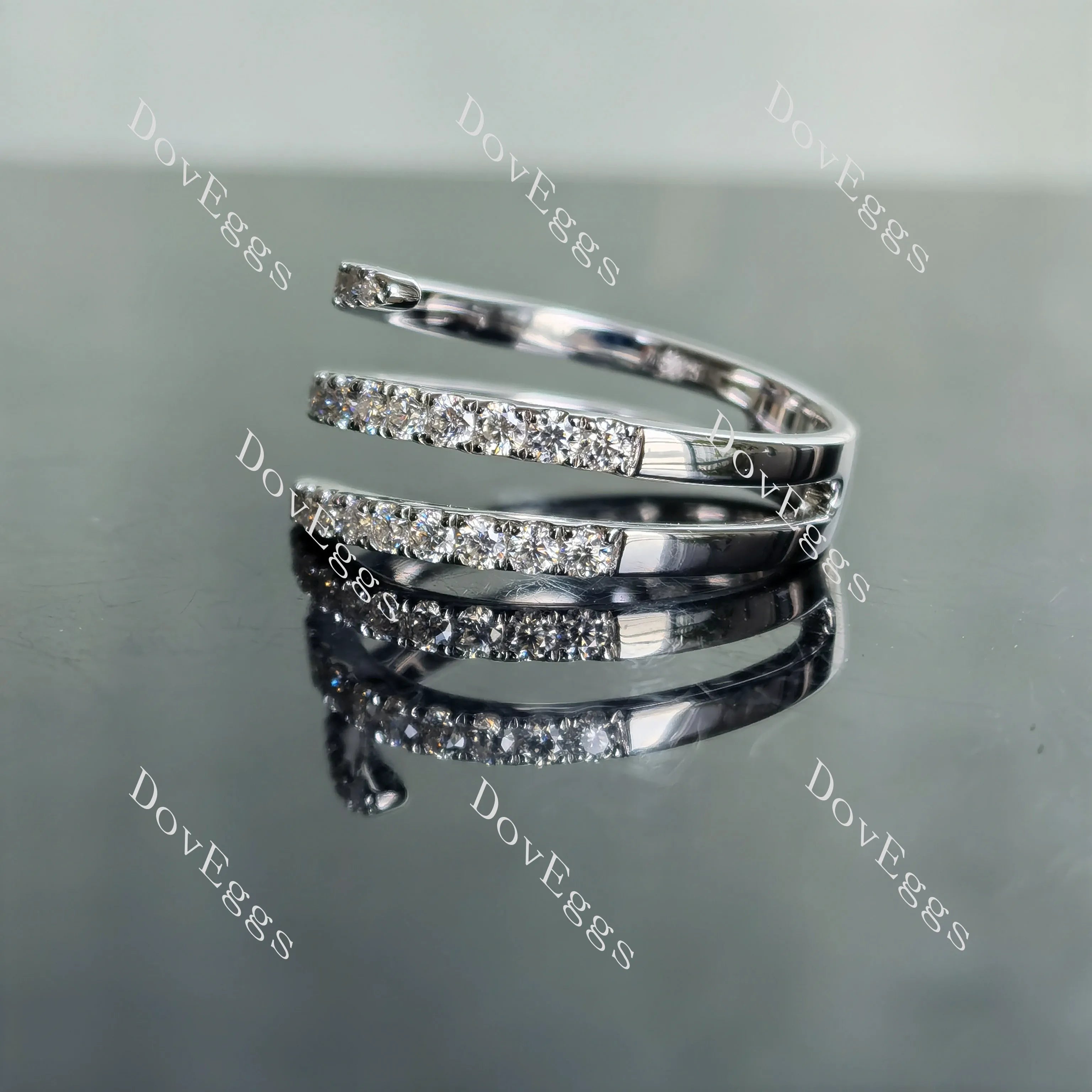 Doveggs round three line pave moissanite/lab grown diamond wedding band-5.3mm band width