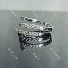 Doveggs round three line pave moissanite/lab grown diamond wedding band-5.3mm band width