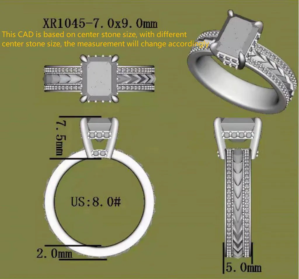 Doveggs full eternity pave emerald moissanite engagement ring