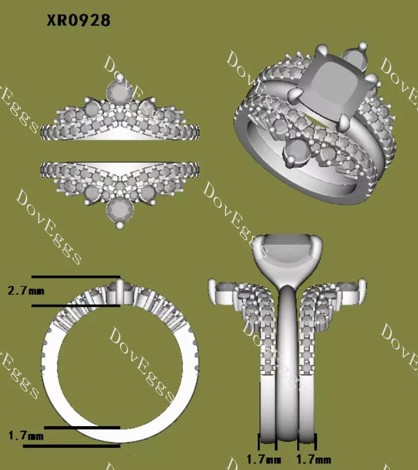 Doveggs curved crown moissanite /lab grown diamond wedding band(one piece of wedding band only)-1.7mm band width