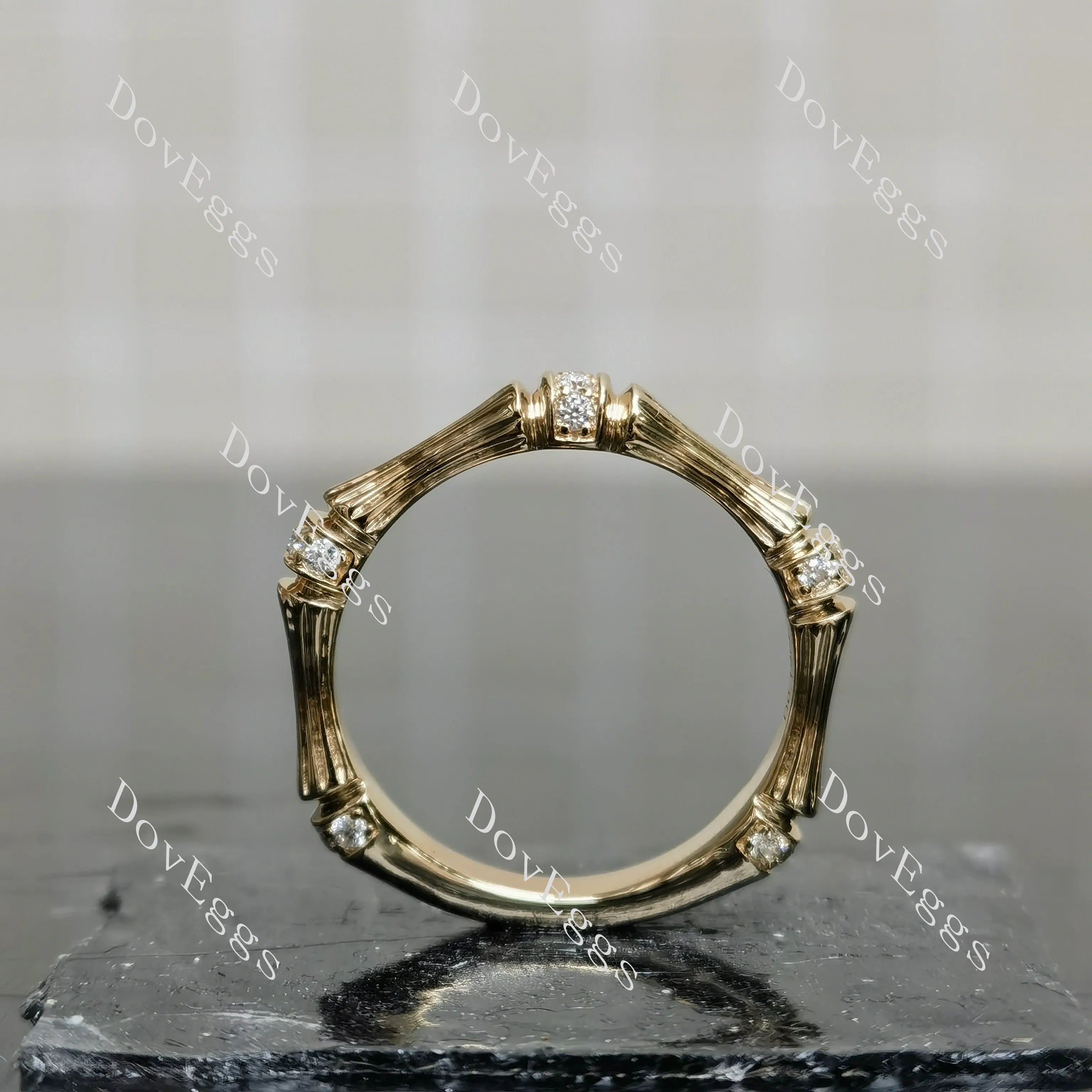 Beth's bamboo round moissanite/lab grown diamond wedding band-2.8mm band width