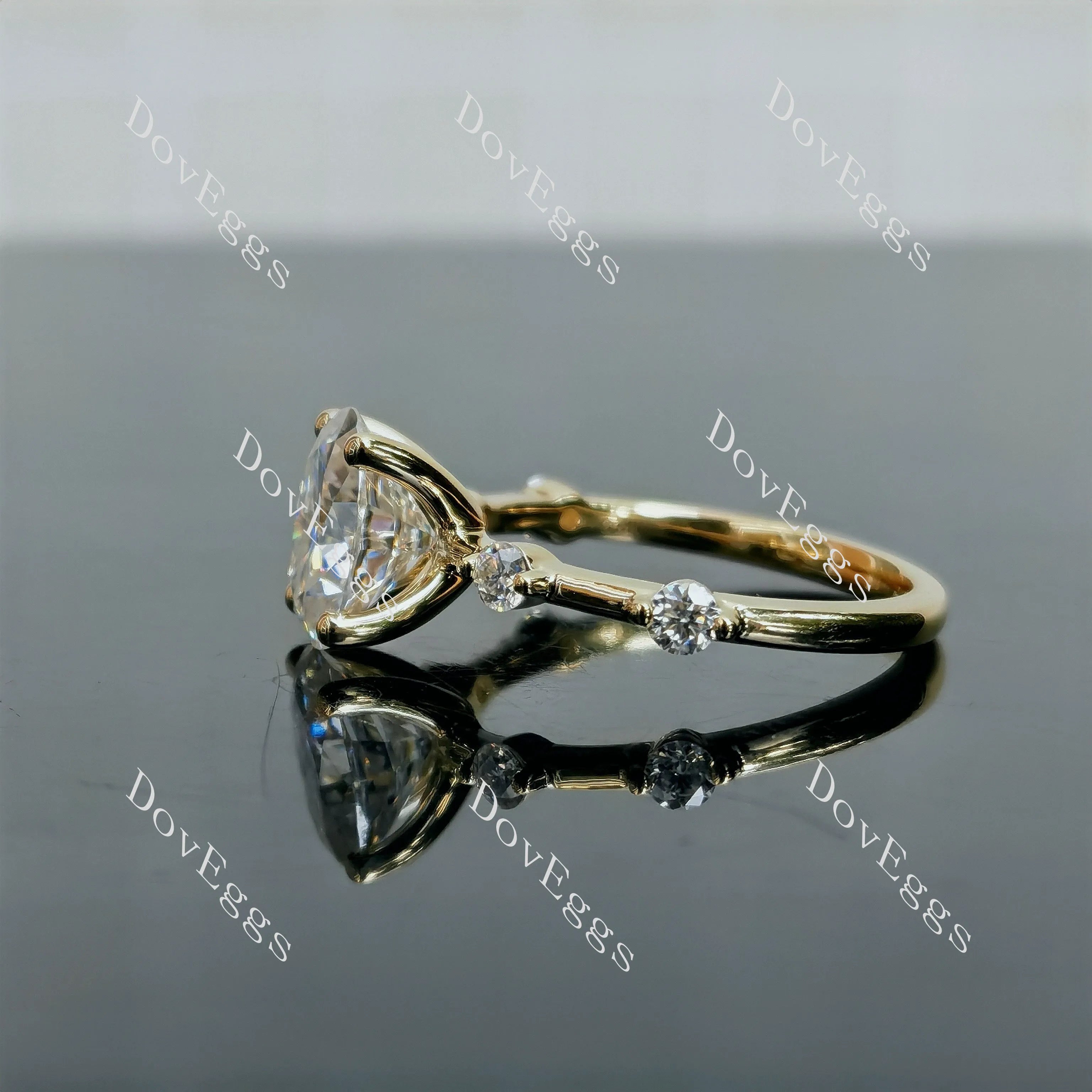 Doveggs oval side stones moissanite engagement ring