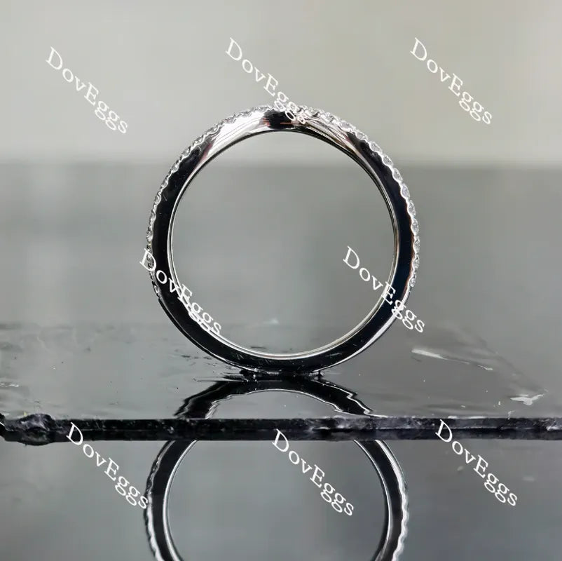 Doveggs round pave curved moissanite/lab grown diamond wedding band (wedding band only)-1.35mm band width
