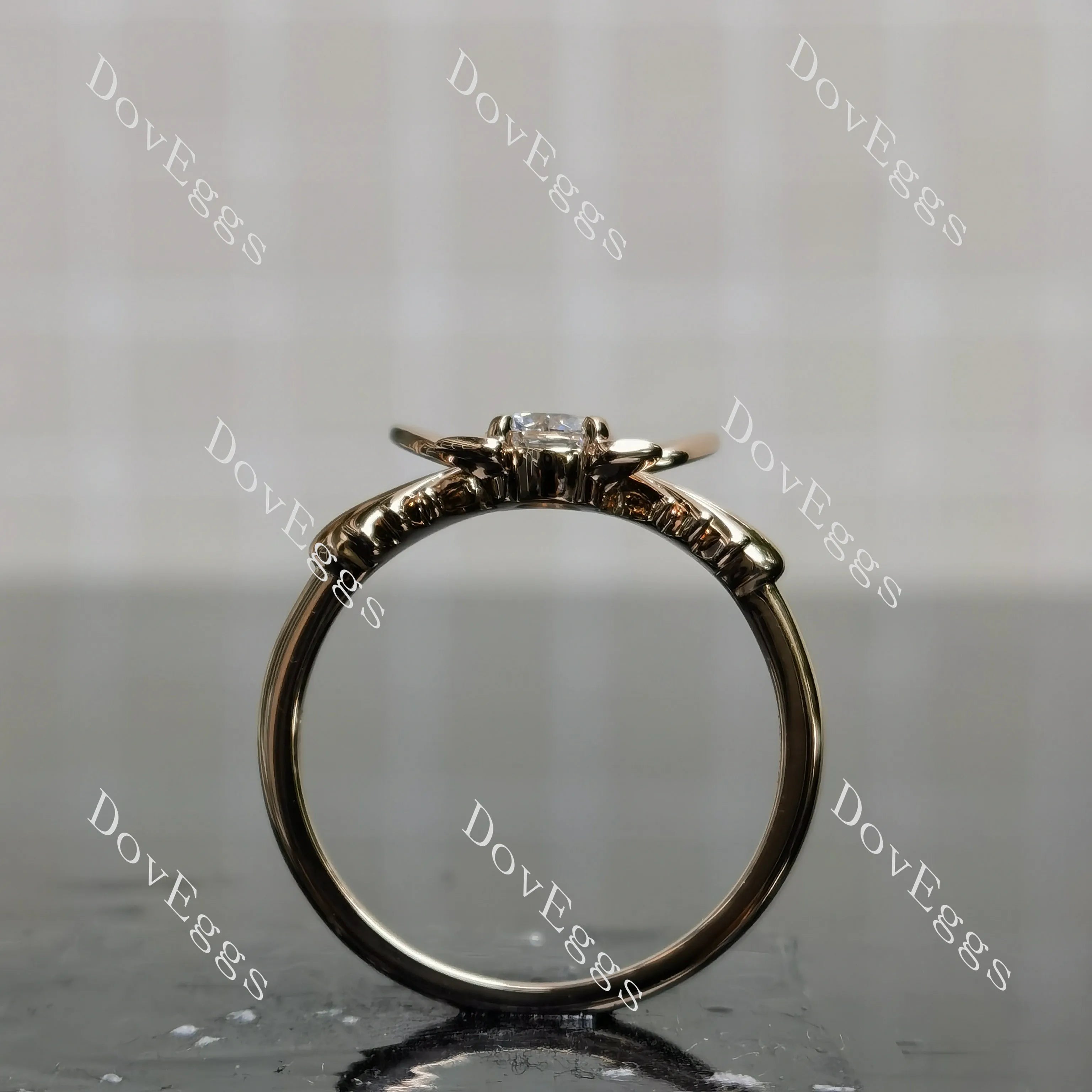Doveggs Round Pave Fairy Solitaire Lab Grown Diamond Engagement Ring