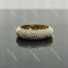 Doveggs vintage milgrain full eternity round moissanite/lab grown diamond wedding band-5.2mm band width