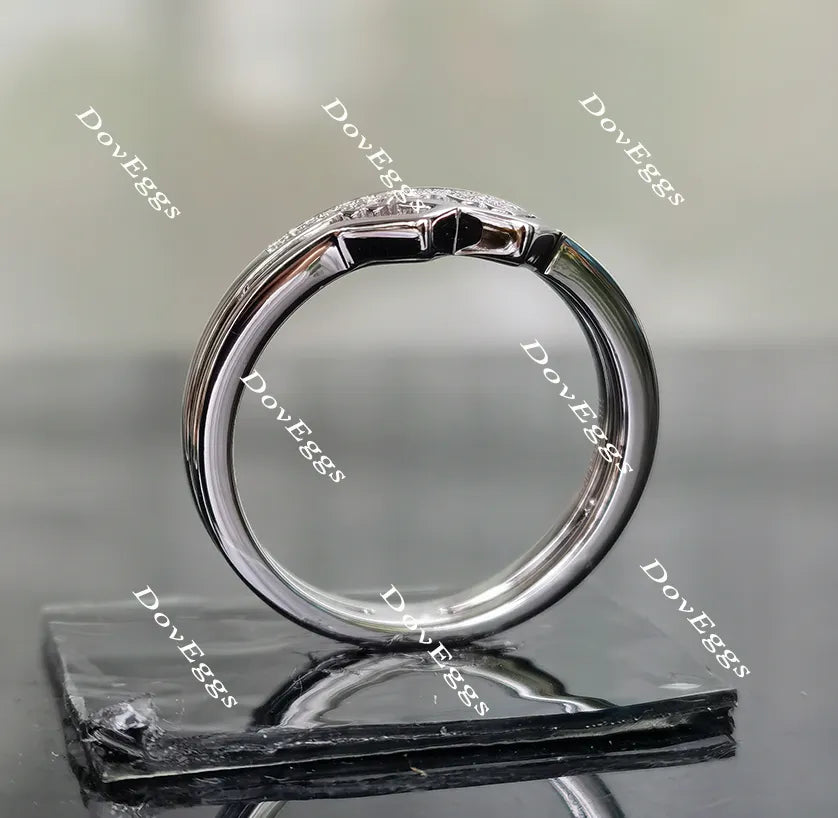 Doveggs round curved moissanite/lab grown diamond wedding band-3.5mm band width