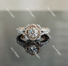 Doveggs round flower shape pave moissanite engagement ring