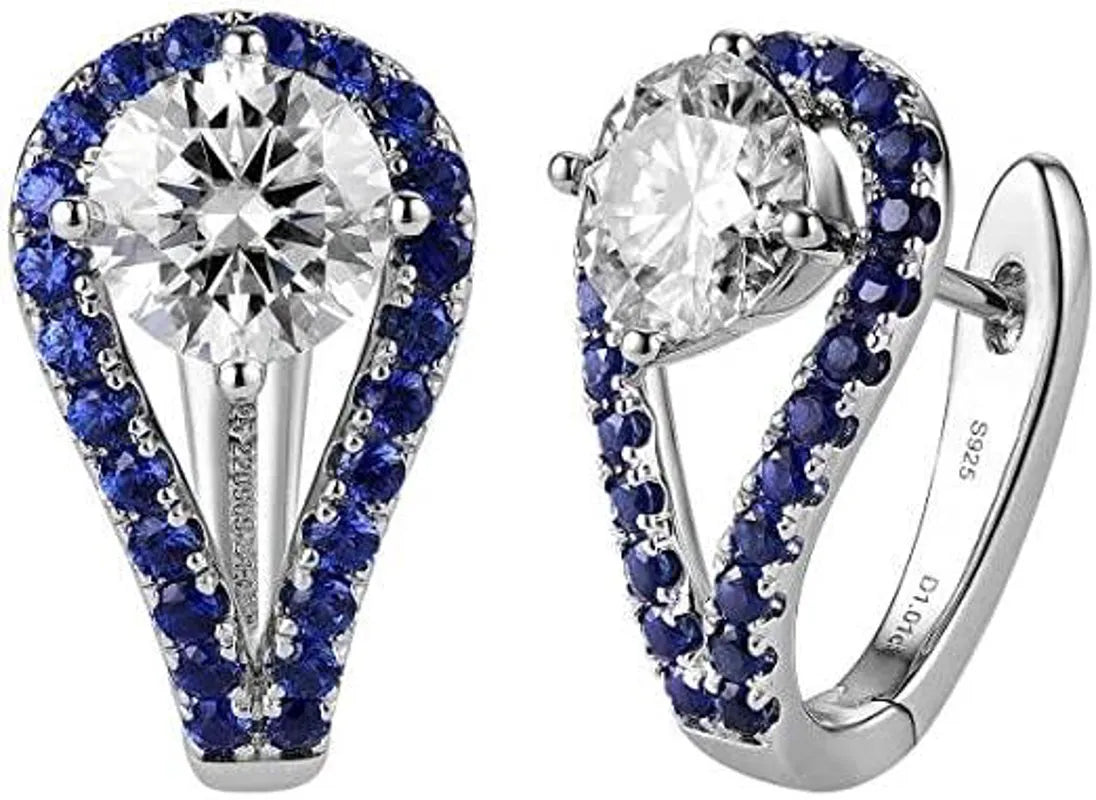 Doveggs sterling silver 2cttw GHI color round moissanite hoop earrings