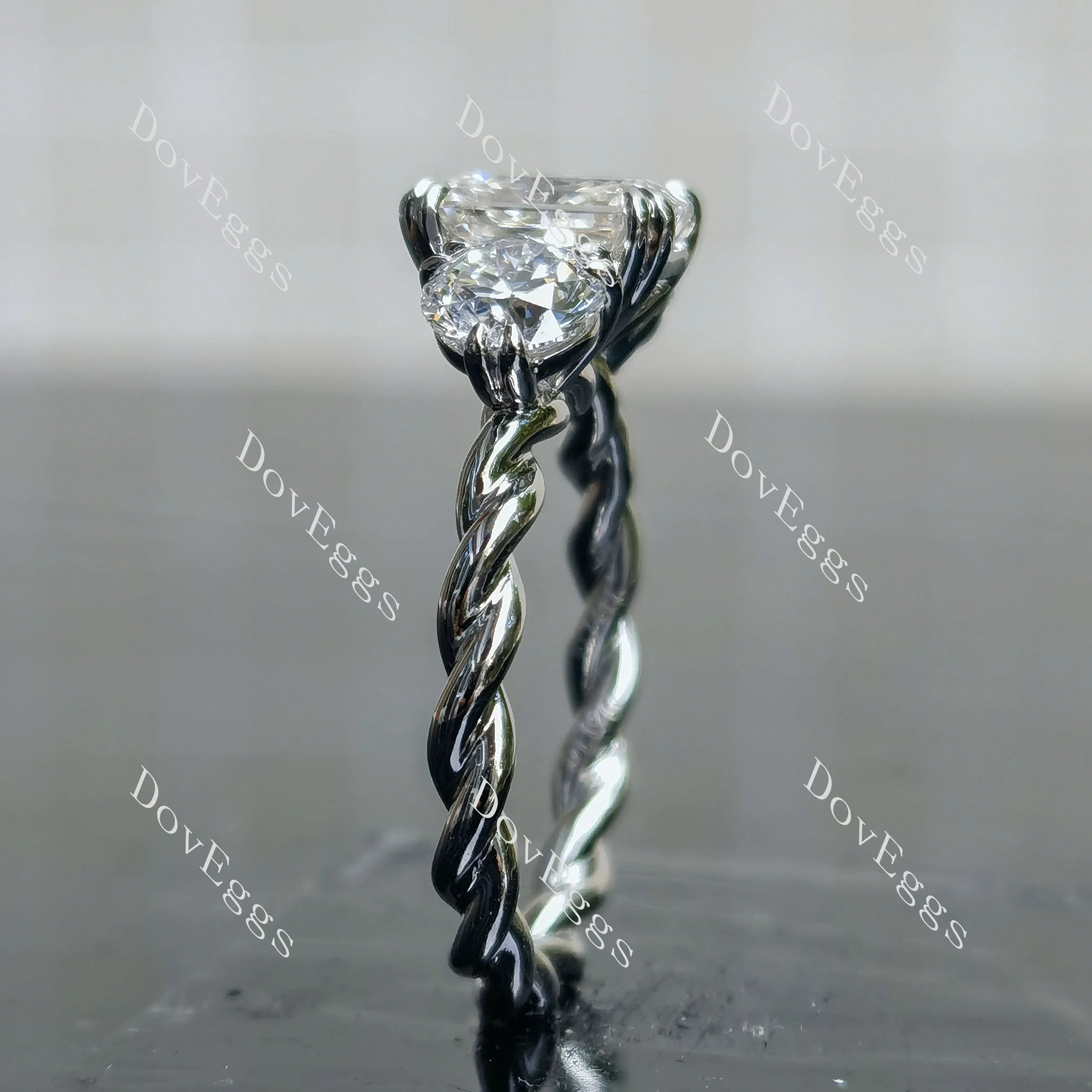 Doveggs Radiant three-stone Lab Grown Diamond Engagement Ring