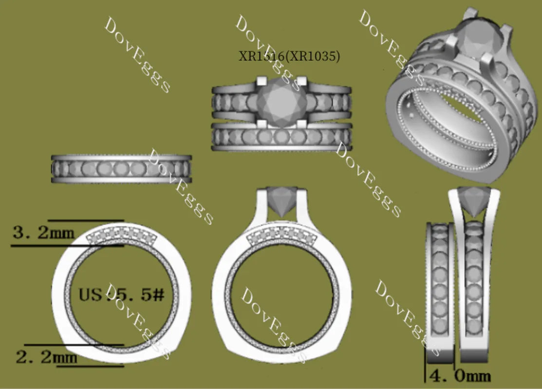 Doveggs round channel set moissanite/lab grown diamond wedding band-4.0mm band width