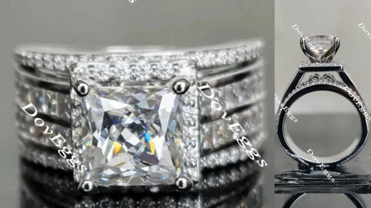 Doveggs princess halo channel set moissanite engagement ring