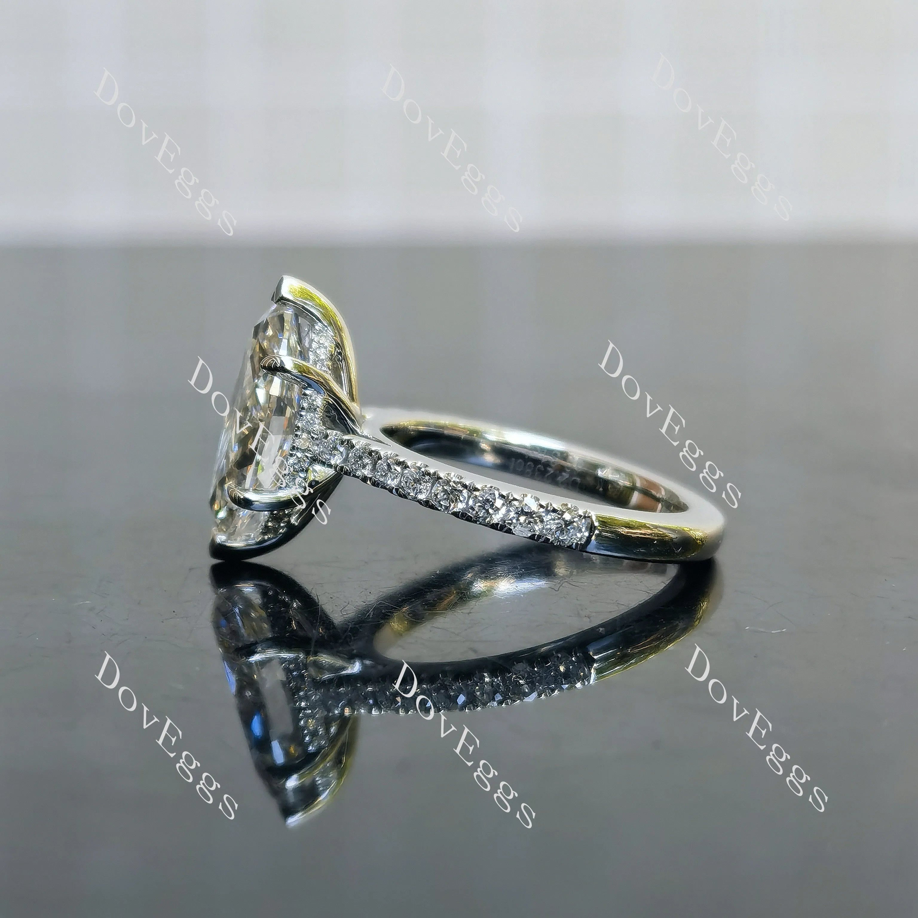 Doveggs Marquise Pave Half Eternity Lab Grown Diamond Engagement Ring