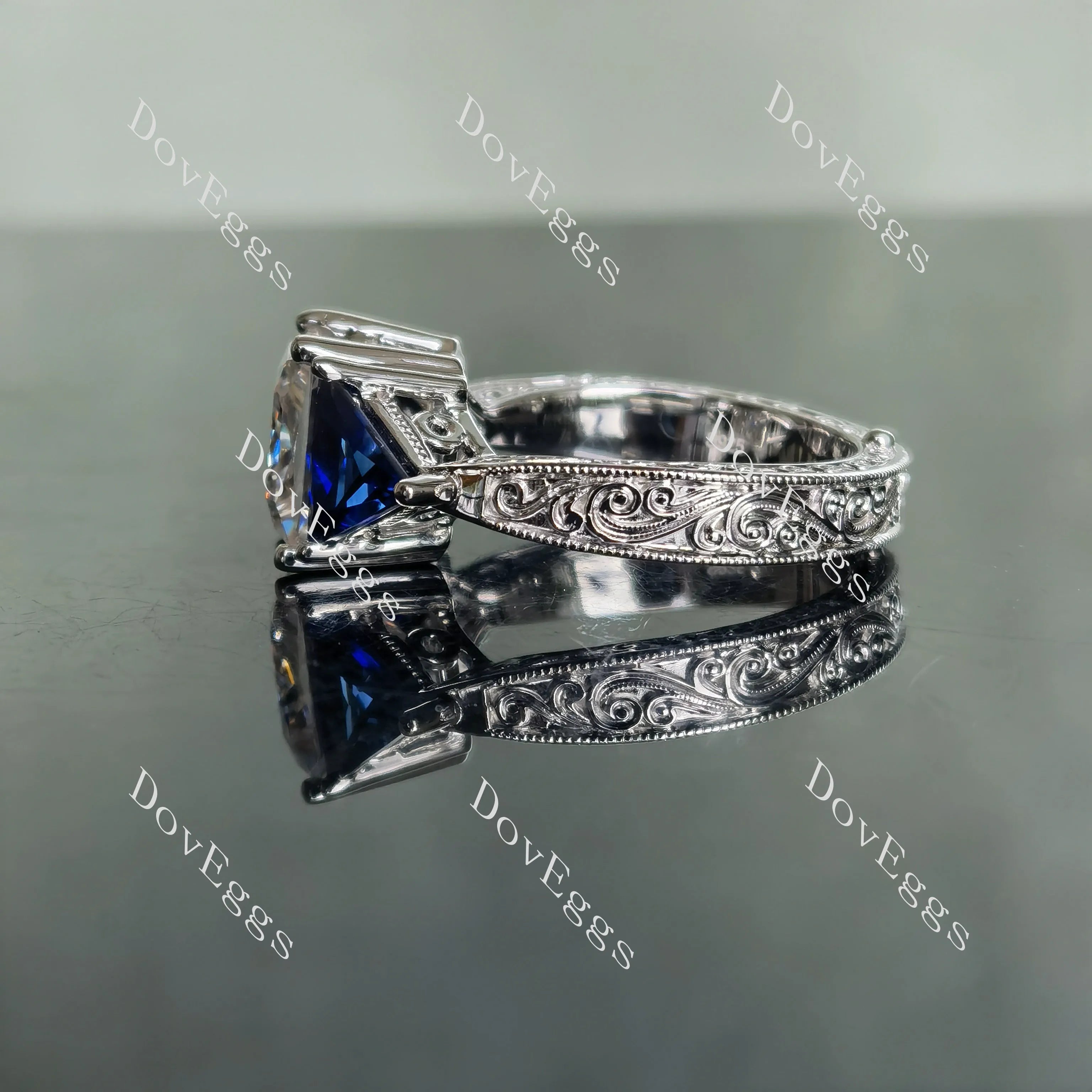The Monica princess three stones moissanite engagement ring