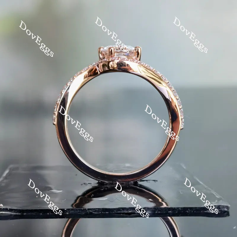 Doveggs round pave curved band moissanite engagement ring