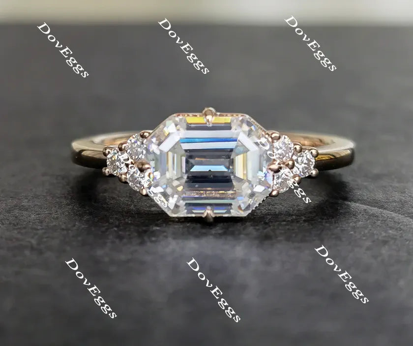 Doveggs emerald side stones moissanite engagement ring